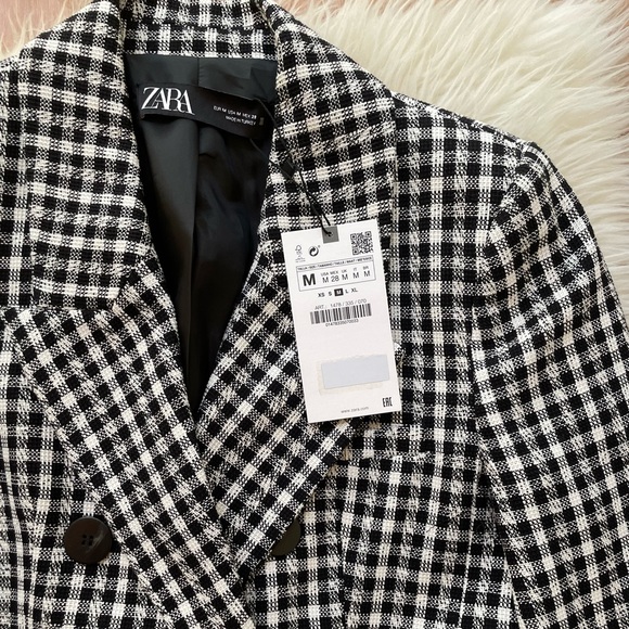 Zara Textured Houndstooth Jacket M NWT - Picture 3 of 7